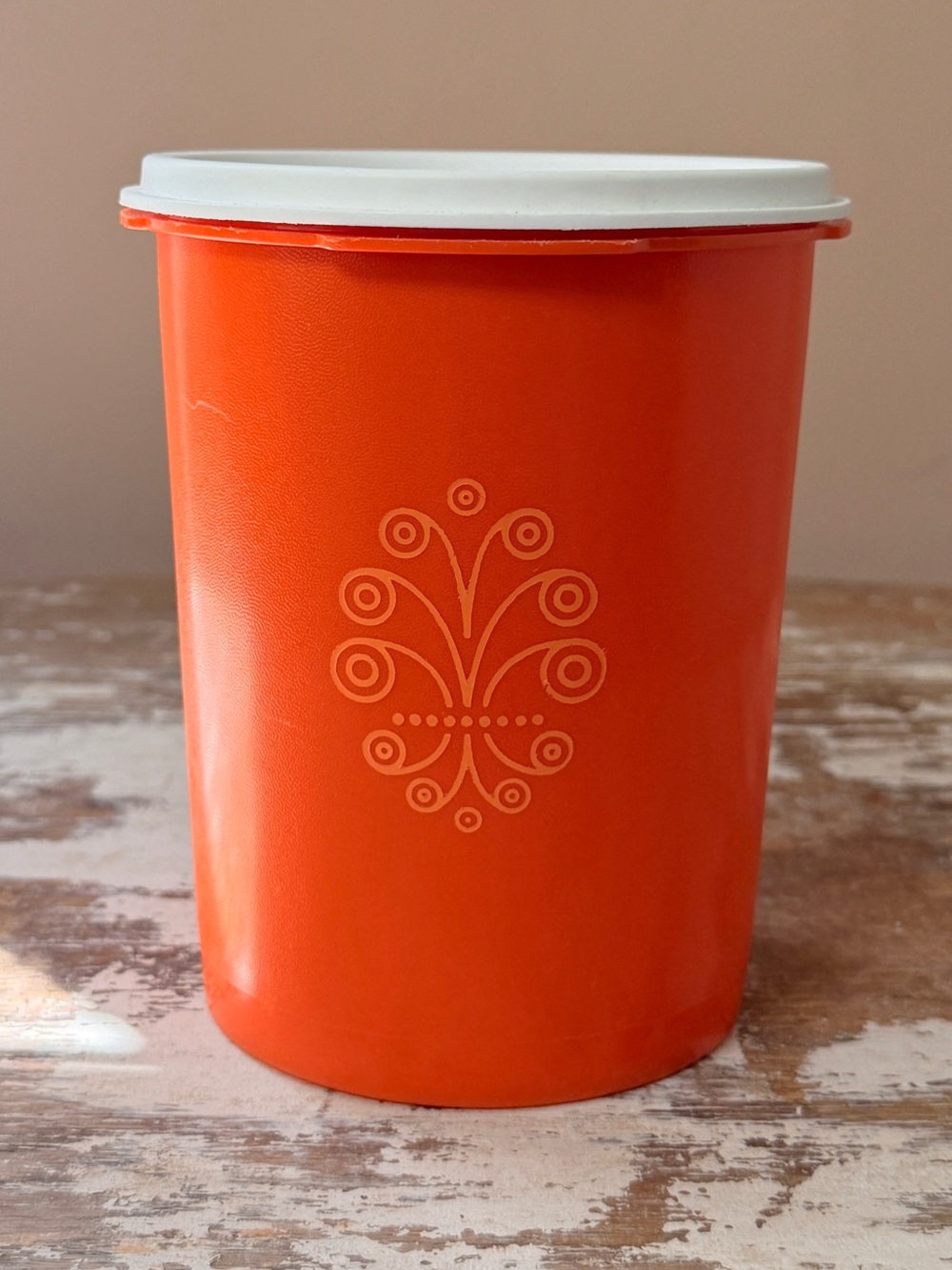 Vintage Tupperware Orange Container with White Lid